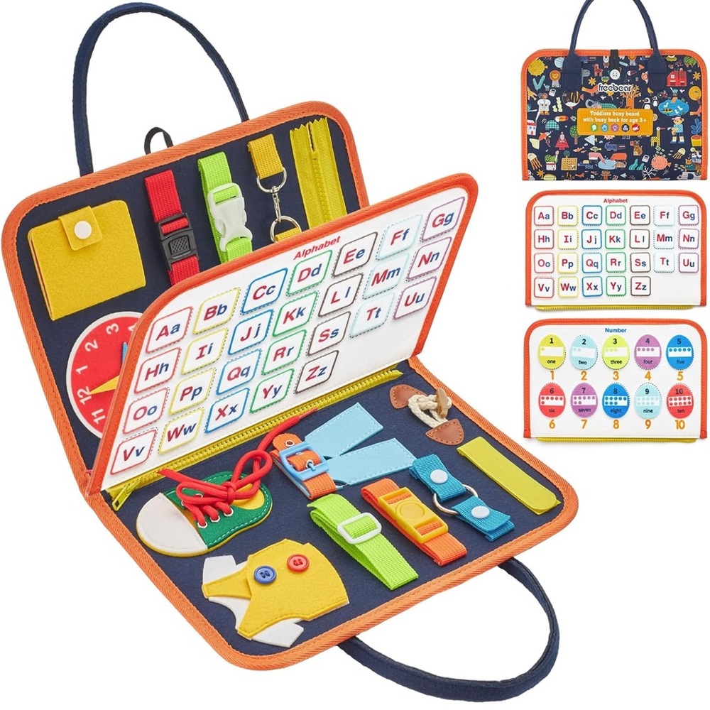 NWT Busy Board • 15 Activity Montessori Learning Toy• Travel Sensory Skill Board